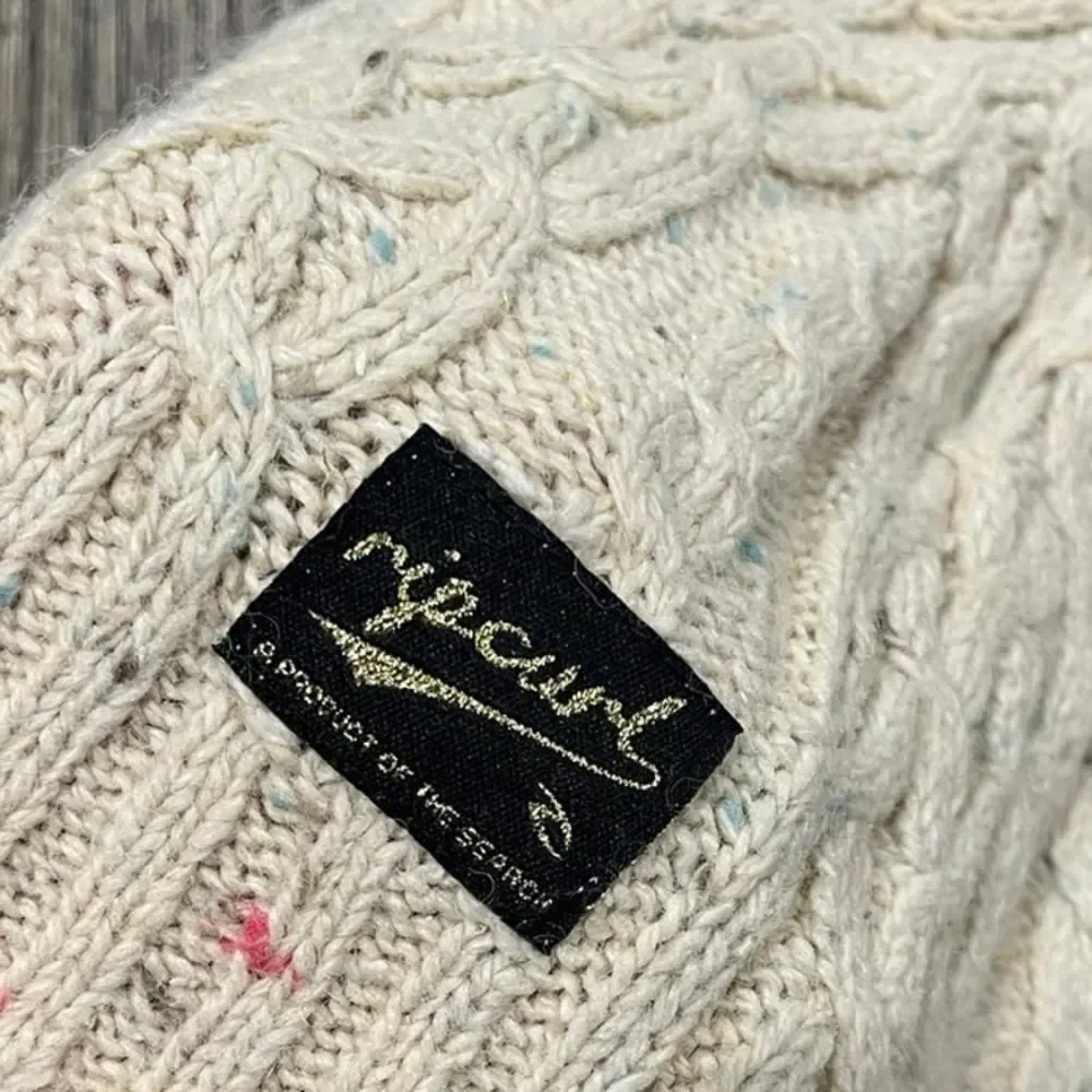 Rip Curl The Search Toddler Girls Cable Knit Beanie Ramie Wool Blend Ivory OS